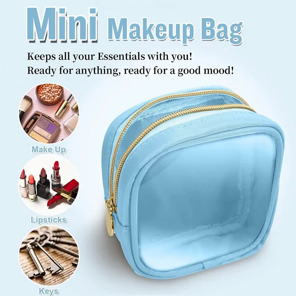 Portable Women\'s Mini Makeup Bags Transparent Zipper Closure Data Cables Organizer Waterproof Travel Toiletry Bag Cosmetic Pouch