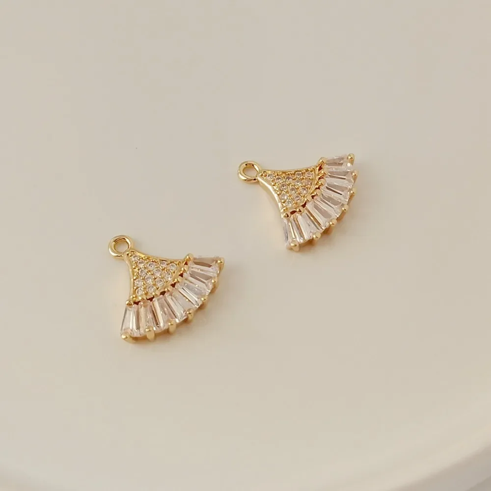 

Позолоченный 14-каратный кулон в форме веера с микроинкрустацией цирконом, браслет ручной работы своими руками, ожерелье, серьги, аксессуары для подвески в платье