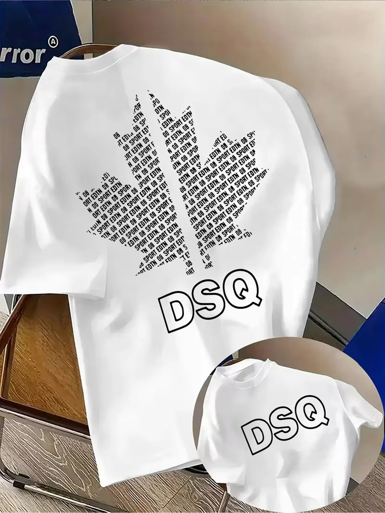 Summer Hot Selling DSQ Men's Fashionable T-shirt  Front and Back Double-sided Trendy Printing, Round Neck Slightly Elastic