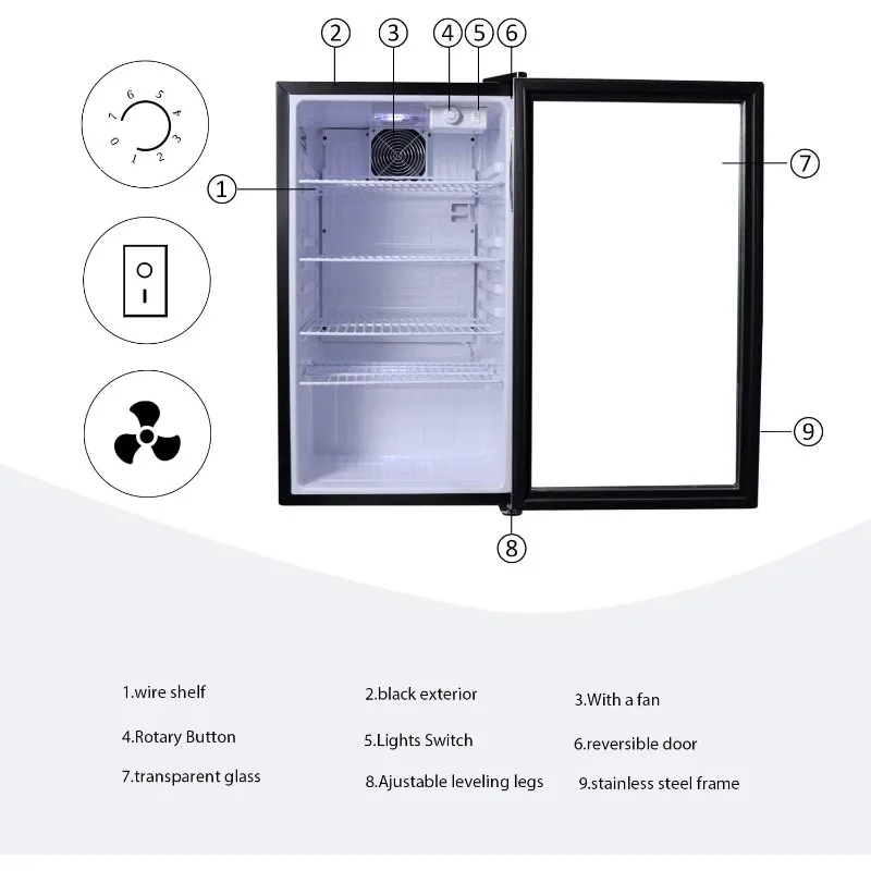 Mini Fridge Cooler with Glass, 100 Can Beverage Refrigerator with Reversible Door for Beer Soda or Wine