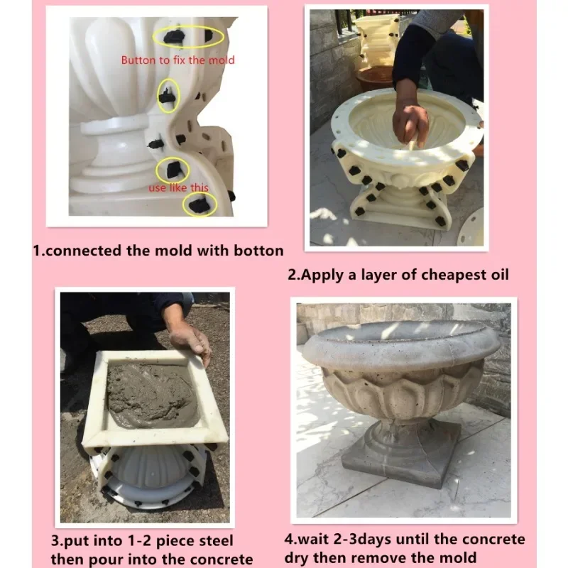 60cm ABS Plastic Concrete Flowerpot Mold for Planter Garden Decoration