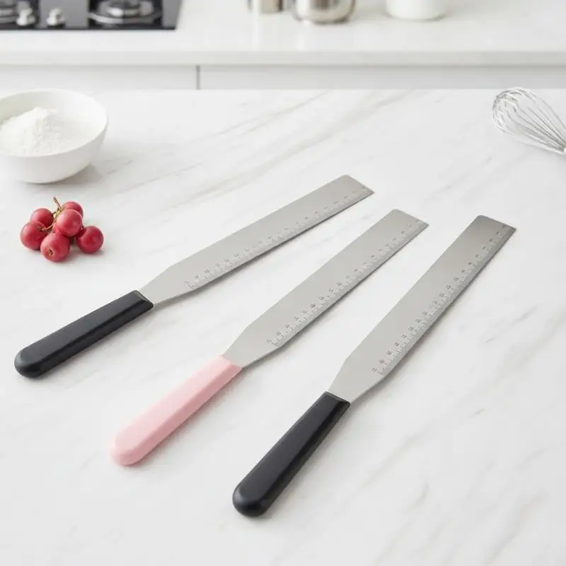 Creative Right Angle Icing Spatula With Scale Cake Cream Scraper For Cake Decoration Kitchen Baking Accessories