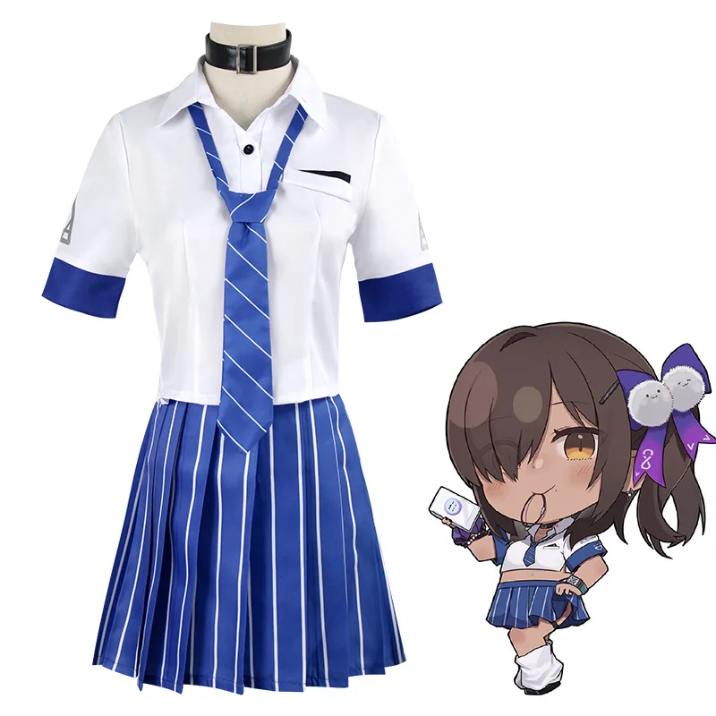 Naga Cosplay Costume JK Uniform Navy Blazer Pleated Skirt Ribbon Knee High Socks For Women Halloween view 3