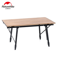 Naturehike Telescopic Table Retractable Outdoor Camping Barbecue Table Portable Aluminum Lifting Folding Table Light Wood Grain