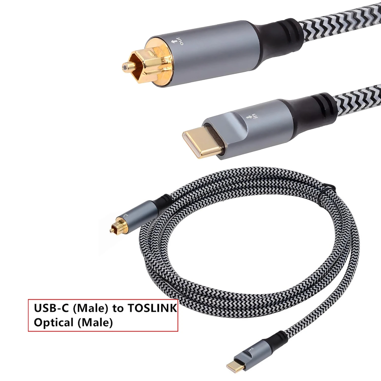 Braided USB C to Optical Audio Cable 3Ft USB C to Toslink Optical Cable with Gold-Plated Connector for TV/Soundbar,Sony PS5