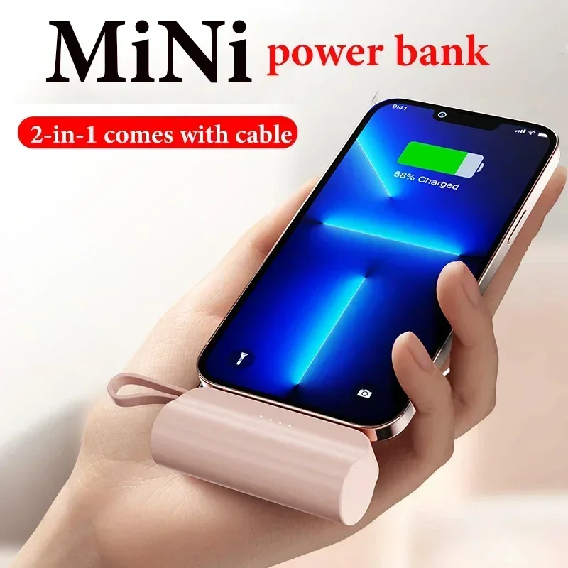 Capsule Mini Wireless Power Bank 10000mAh Large Capacity Fast Charging Powerbank Emergency External Battery for IPhone Type-c