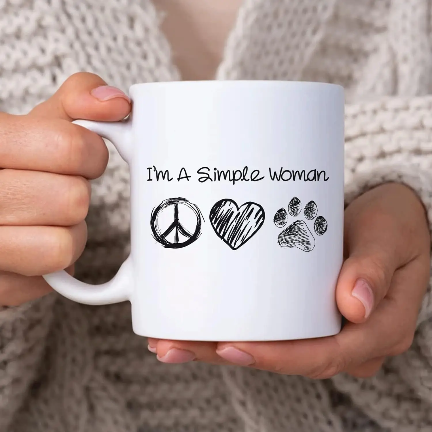 Hyturtle Gifts For Her Hippie Soul Hippie Women Dog Mom Dog Lovers Minimalist - Birthday Christmas - Peace Love Pawprint 11oz Wh