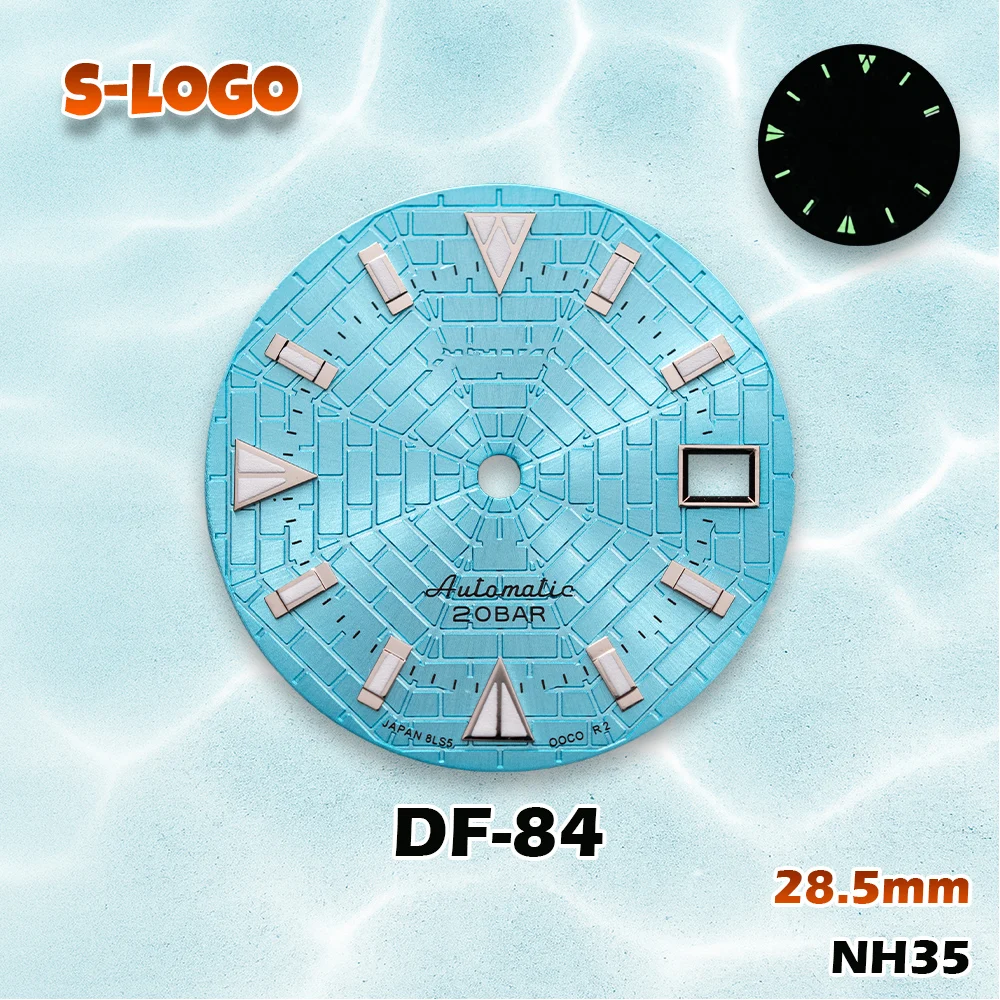 Cobweb Texture Dial 28.5mm for NH35 | S Logo & C3 Green Luminous | High Quality Men's Watch Modification Accessories