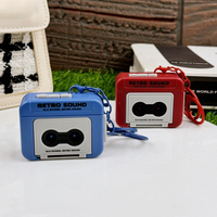 Retro Tape Recorder Keychain Mini Recording Music Box Pendant Keyring Backpack Ornament Birthday Couple Gift