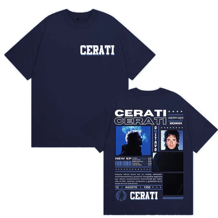 래퍼 구스타보 세라티 투어 2025 앨범 그래픽 티셔츠 남성 패션 오버사이즈 코튼 티셔츠 빈티지 핫 세일 반팔 티셔츠