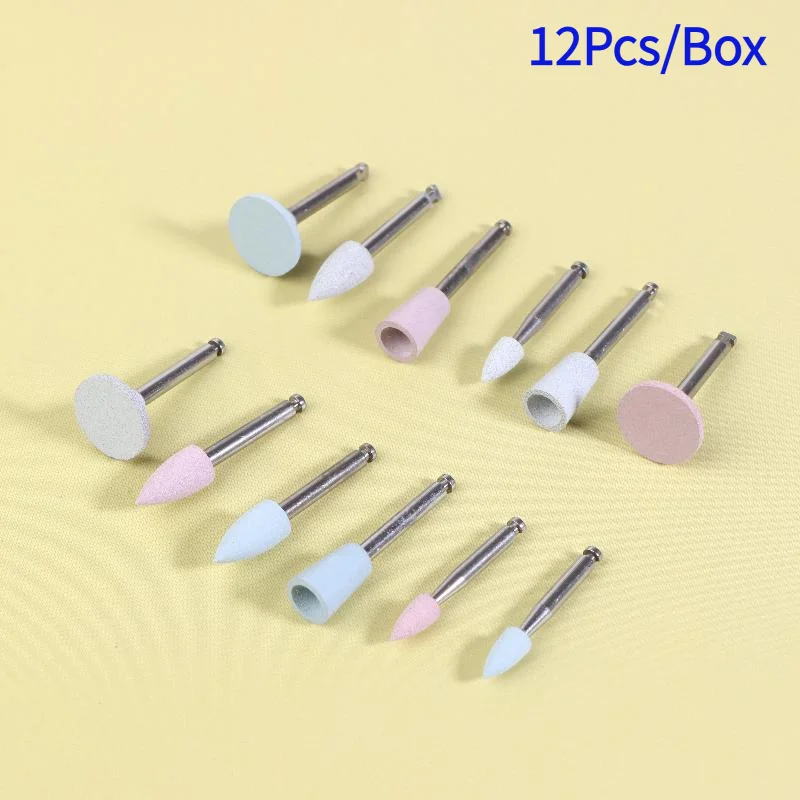 12 Pcs/Box Silicone Polishing Kit, RA 2.35mm For Polishing Resin Porcelain Composites With Low-Speed Handpiece Laboratory Tool.
