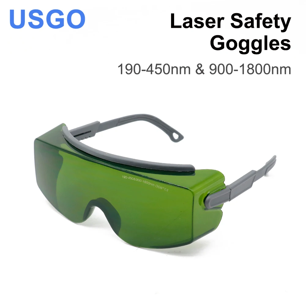 USGO Protective Goggles Laser Safety Goggles 190-450nm & 900-1800nm OD8+ CE for Fiber Laser Marking & Cutting