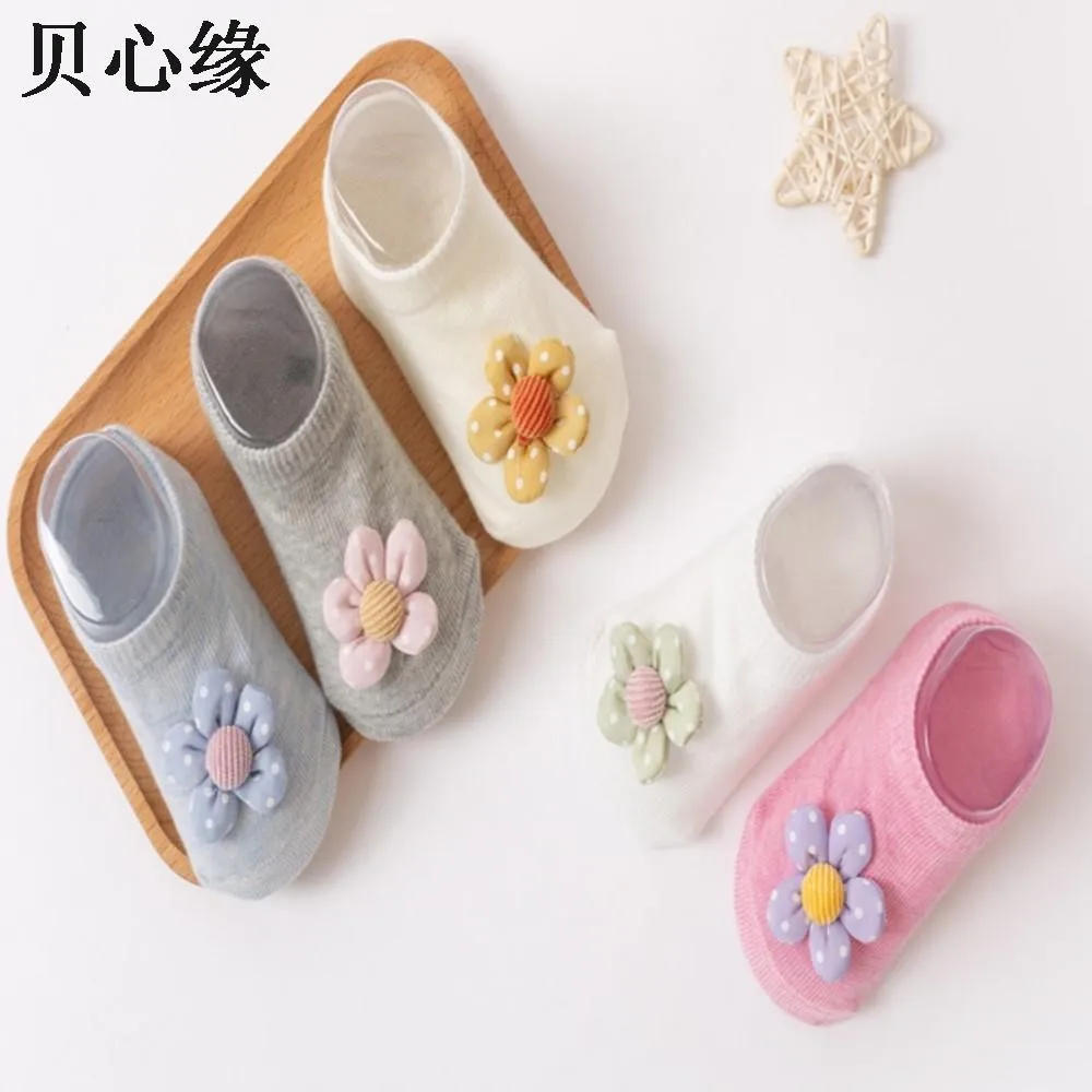 Baby ship socks girl princess flower toddler sock new boron baby non-slip floor socks babies short boat sokken chaussettes