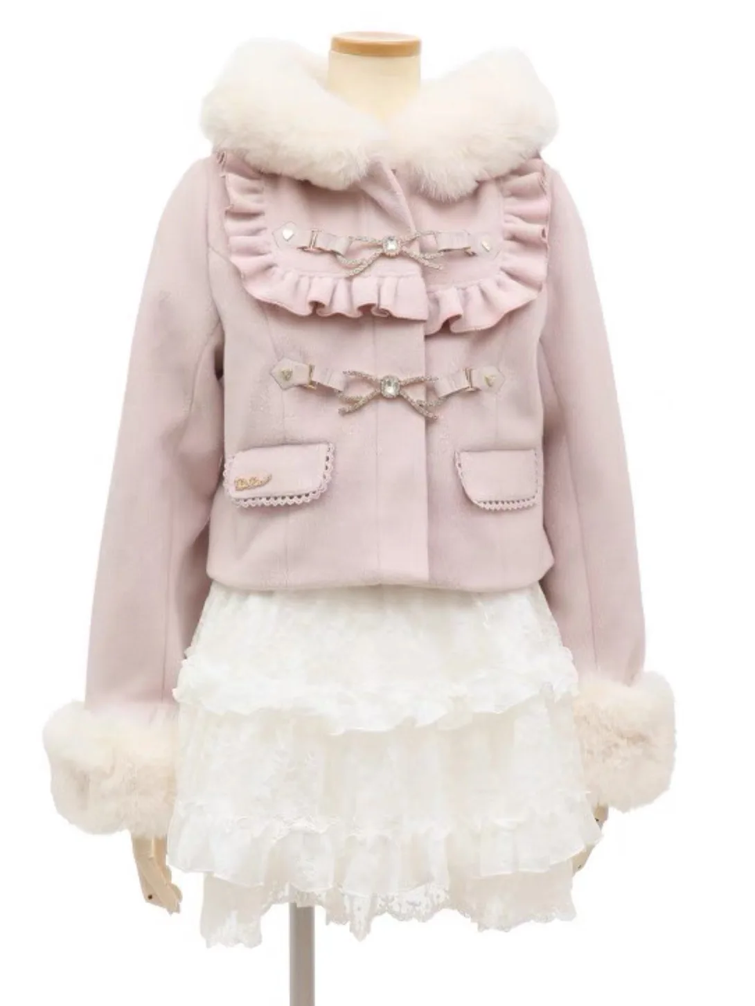 

Зима 2025 года, милые милые пальто во французском стиле, толстовка с бантом, универсальная студенческая куртка в консервативном стиле, японская короткая теплая утолщенная шерстяная смесь