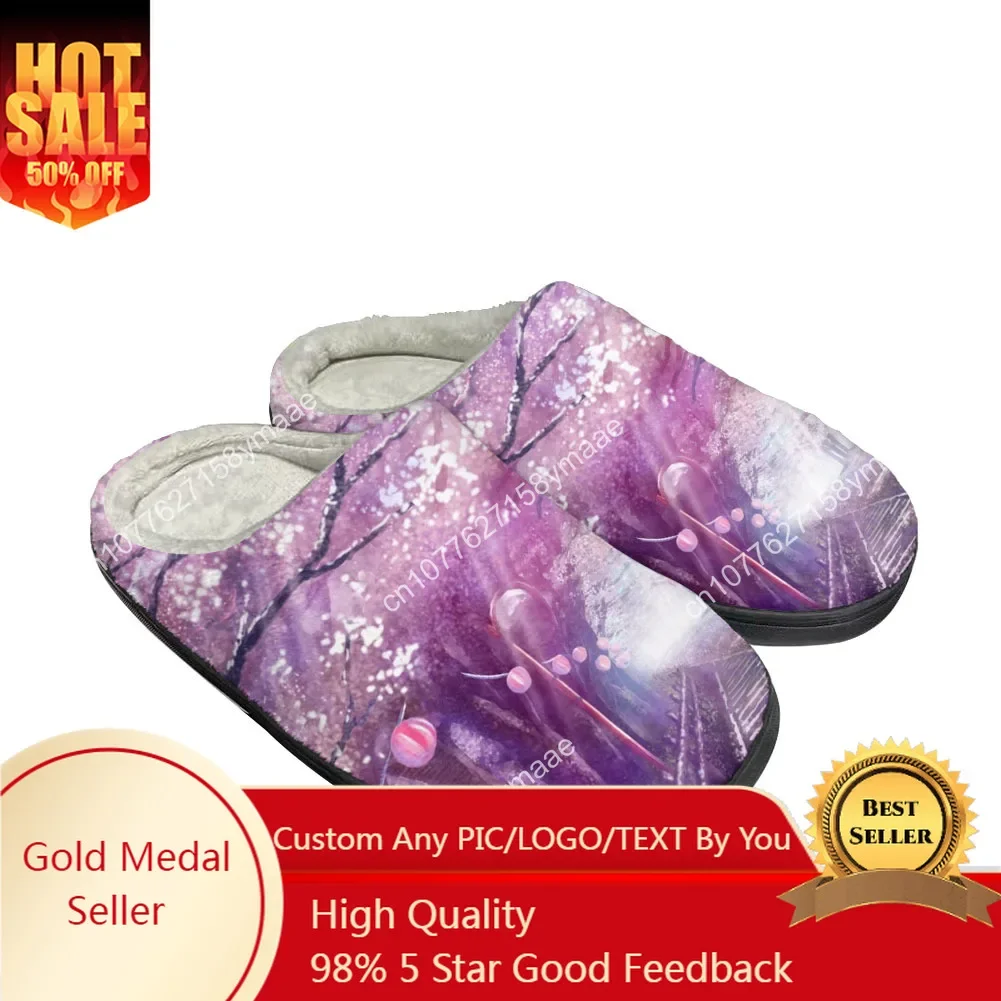 

Hot Cartoon Sakura Fashion Cotton Custom Slippers Mens Womens Sandals Plush Casual Keep Warm Shoes Thermal Comfortable Slipper