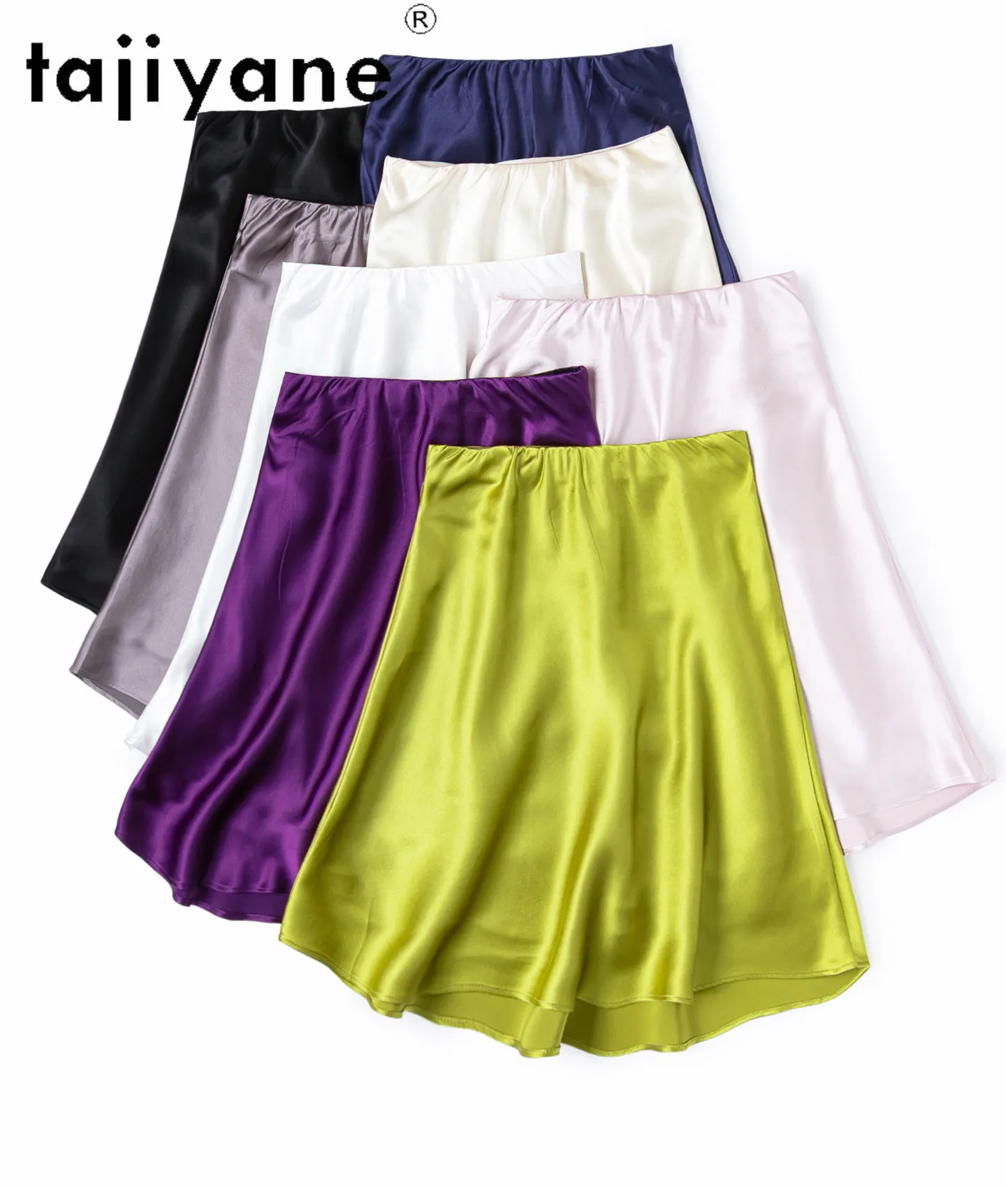 TAJIYANE 100% Real Mulberry Silk Skirts for Women Elegant Satin Mini Skirt Short Summer Skirt Woman Clothing 2026 юбка женская