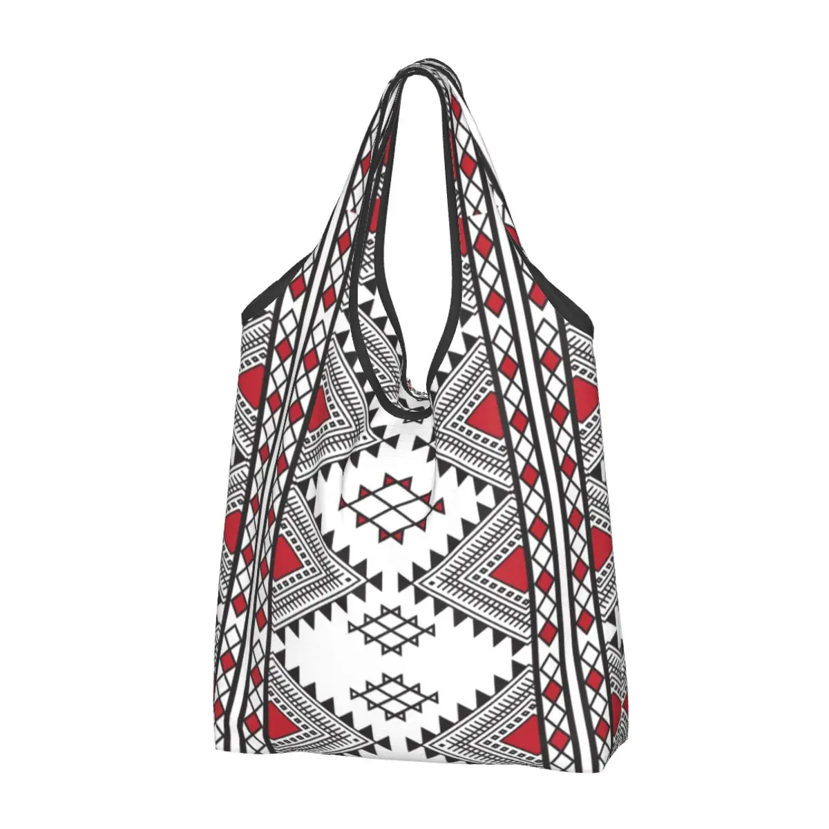 Custom Funny Printed Kabyle Pottery Amazigh Tote Shopping Bags Portable Shoulder Shopper Africa Ethnic Geometric Handbag