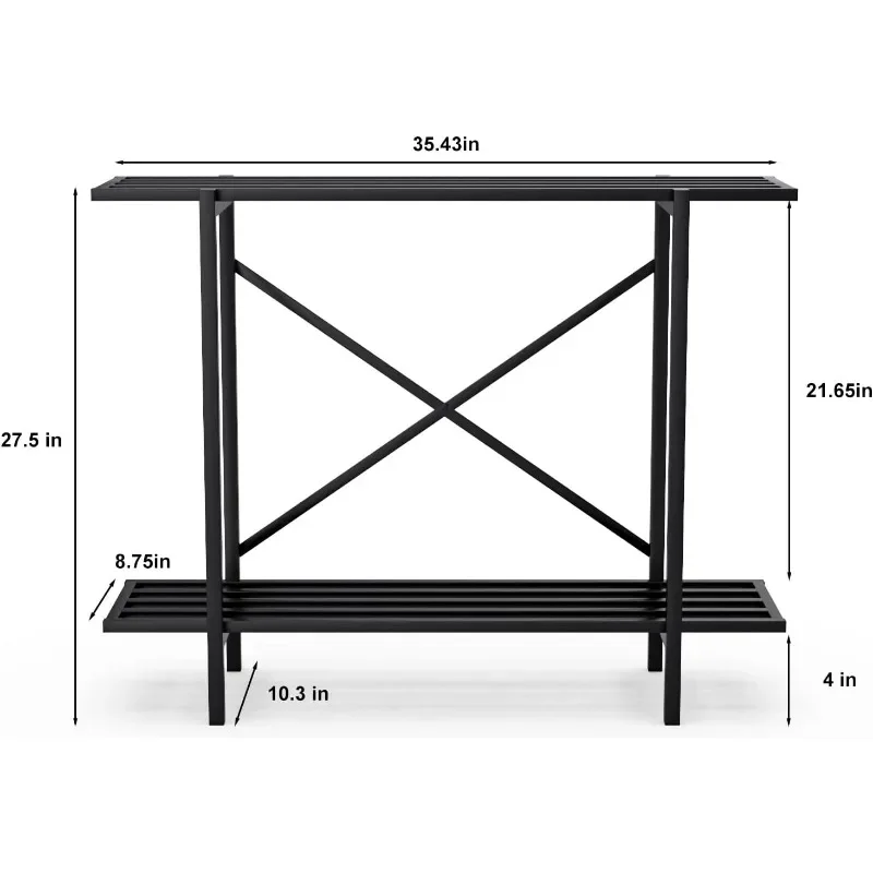 Support de plantes en métal robuste à 2 niveaux, support étroit pour plantes d'intérieur et d'extérieur, L35.43 x W10.3 x H 27.5 pouces, 440 LBS