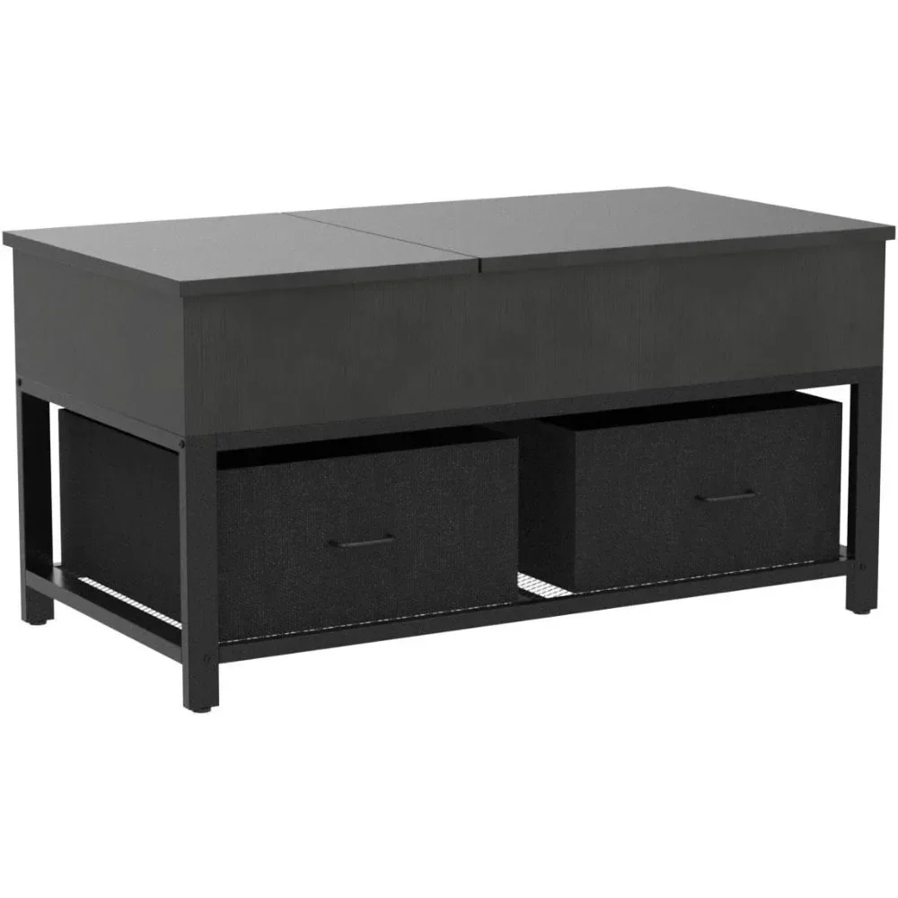 Table basse avec rangement, tables centrales carrées modernes avec port de charge USB, 39.4 po