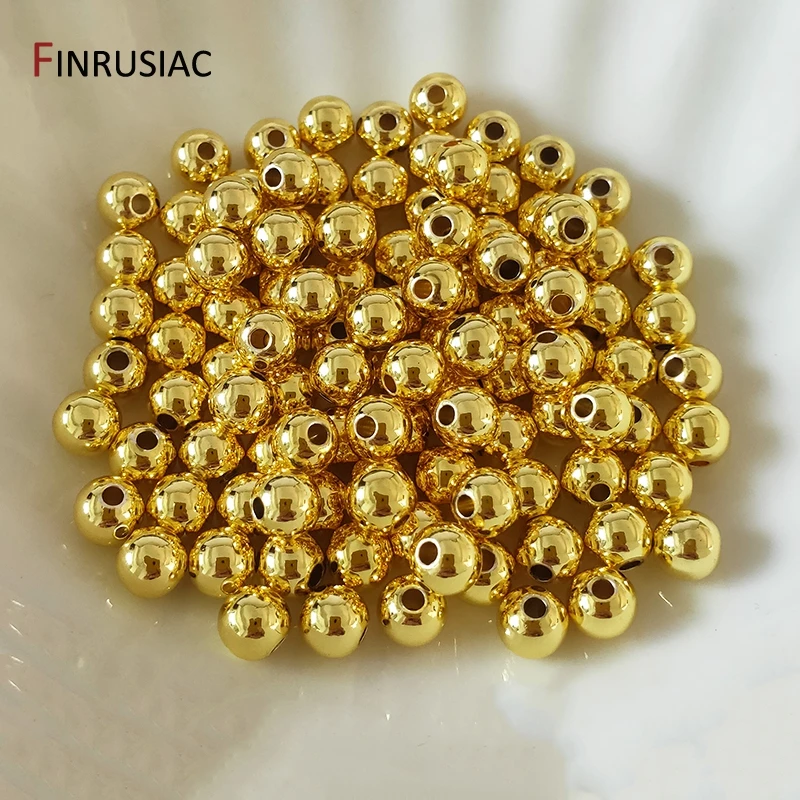 14/18K vergoldete runde Abstandsperlen aus Messing und Metall zur Schmuckherstellung, 2–6 mm Trenner für Perlen, Zubehör für Schmuck. – Detail 27