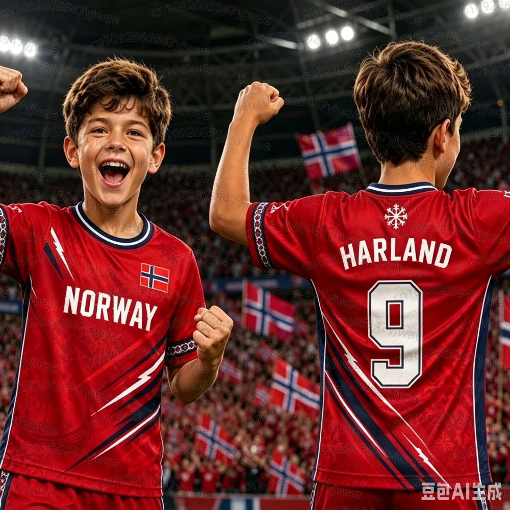 26 Sommer Jungen Mädchen HAALAND Nr. 9 Fußballtrikot T-Shirt Damen Herren Norwegen Fußballfans Männer Frauen Kinder Kurzarm-T-Shirt – Detail 11