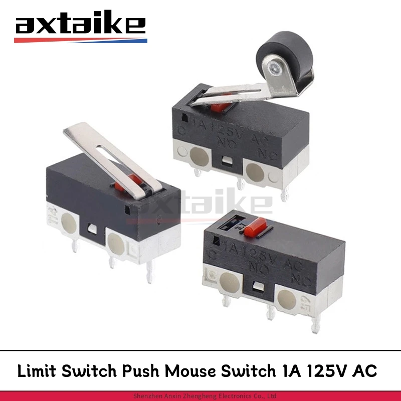 10PCS Micro Limit Switch Momentary Push Button Switch 1A 125V AC Mouse Switch 3Pins Long Handle Roller Lever Arm SPDT JL003/012