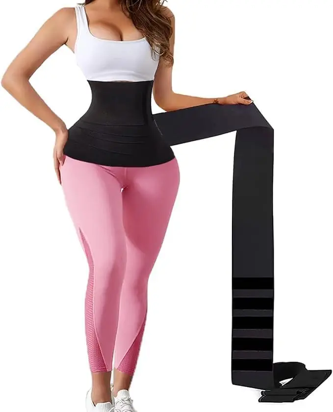 

Waist Trainer for Women, Stomach Bandage Wrap Trimmer Belt, Tummy Wraps Belly Body Shaper (Black)