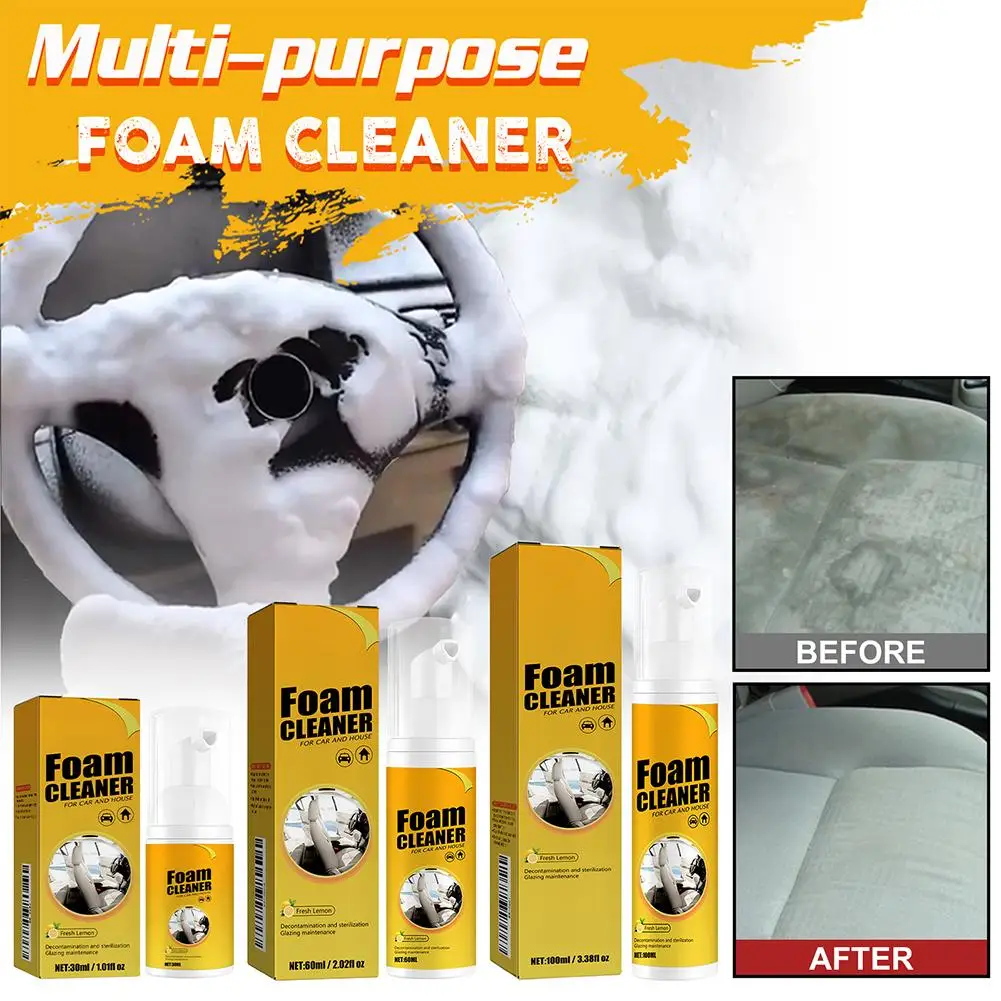 30-100ML Multifunctional Foam Cleaner For Car Interior Instrument Panel Seat Steering Wheel Stain Removal Foam Cleaner Spray