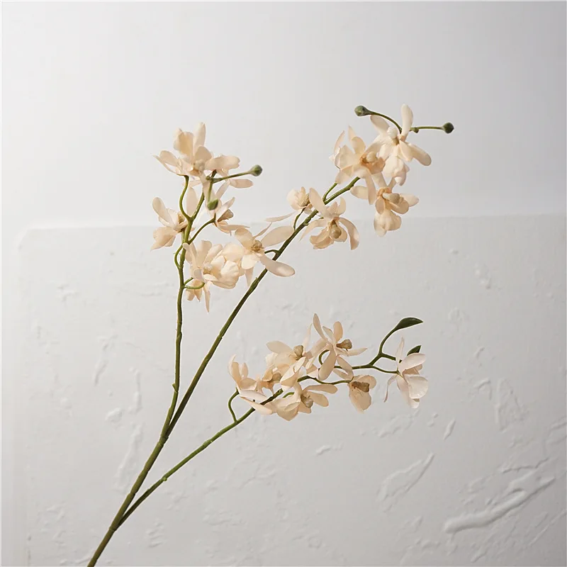 5 Stück Herbstdekoration 3-gabelige Schmetterlingsorchidee Künstliche Blumen Hochzeitsblumenarrangement Feiertagsparty Heimdekoration Zubehör – Detail 4