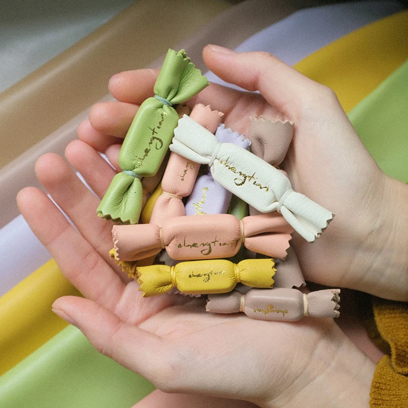 

Handmade candy-style bag pendant car keychain cute gift souvenir made of genuine leather