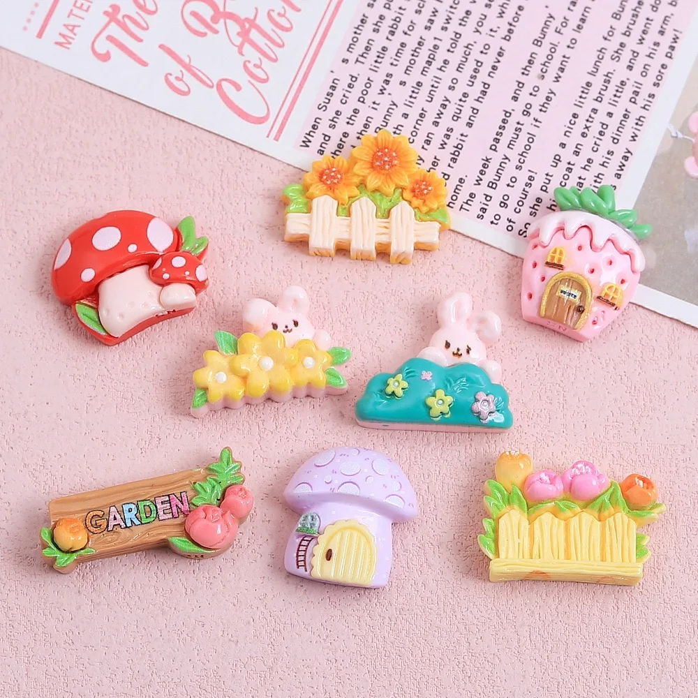 Cute Flower Mushroom Room Resin Cabochon 10pcs for DIY Decoration Accessories Wholesale Resin Hole Shoes Ornament Bulk Supplier