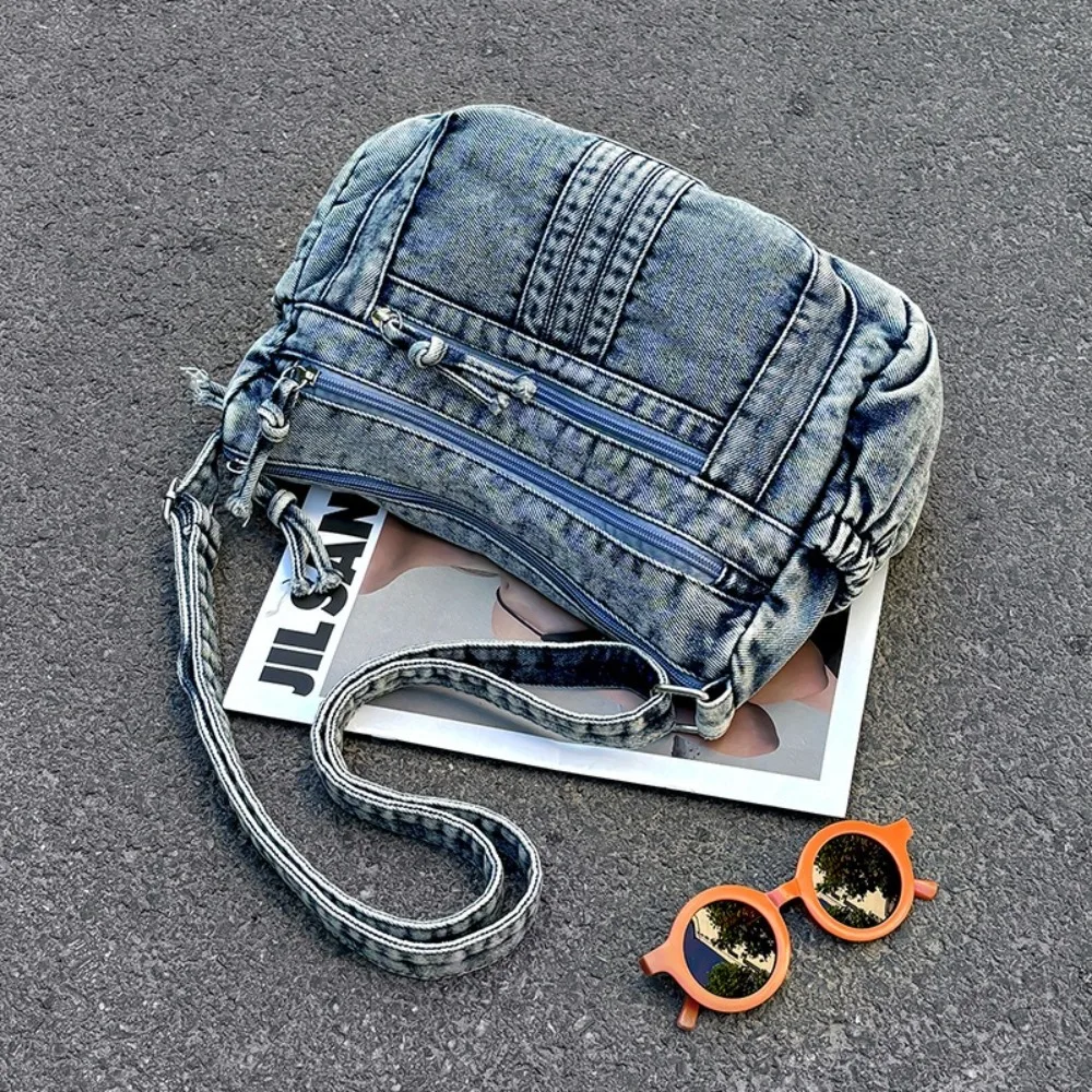 

Retro Denim Cowboy Crossbody Bag High Capacity Vintage Women'S Armpit Bag Adjustable Strap Zipper Denim Shoulder Bag Girls