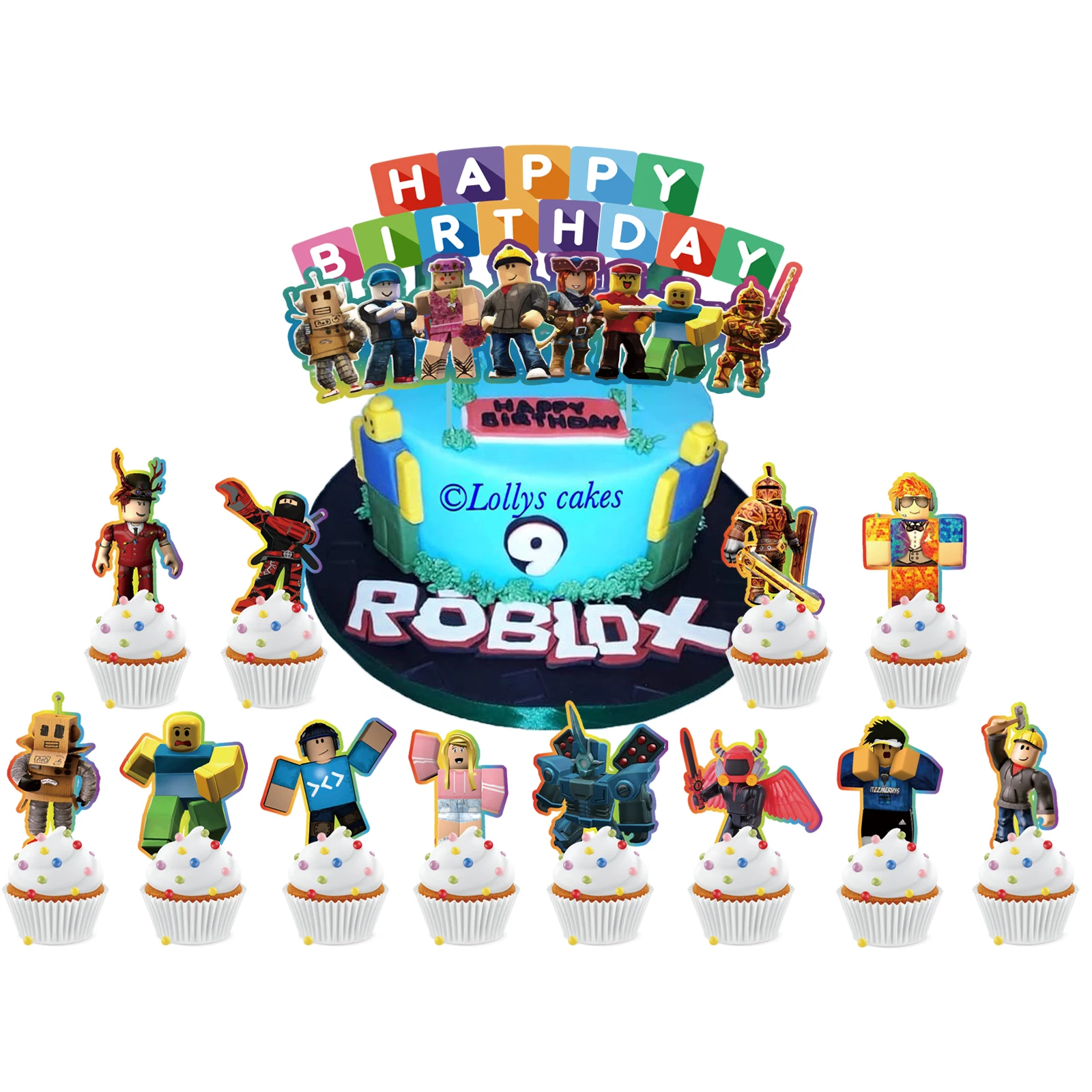 جديد Roblox حفلة عيد ميلاد ديكور Roblox مجموعة ألعاب أدوات المائدة مفرش المائدة لوحة كأس كعكة توبر بالون الصبي استحمام الطفل لوازم الحفلات #6