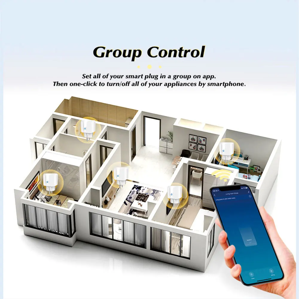 Picture 6: Tuya 16A 20A EU Smart Socket WiFi Bluetooth Dual Mode Plug with Power Monitoring and Timing Function Voice Control Alexa Google