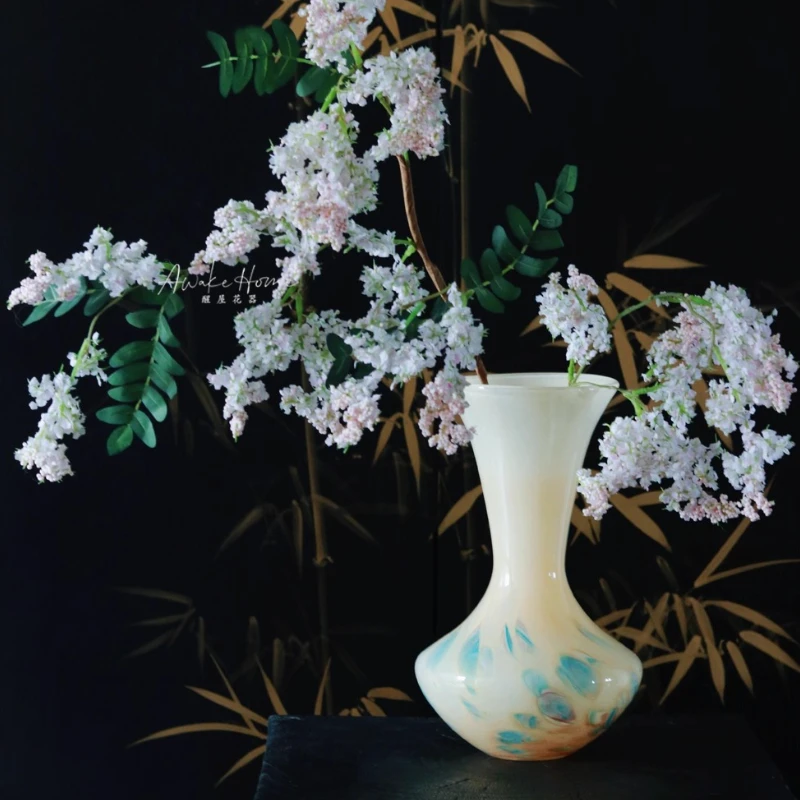 

Современная минималистичная стеклянная ваза в кремовом стиле, домашняя цветочная композиция для гостиной, спальни, обеденного стола, свадебное украшение