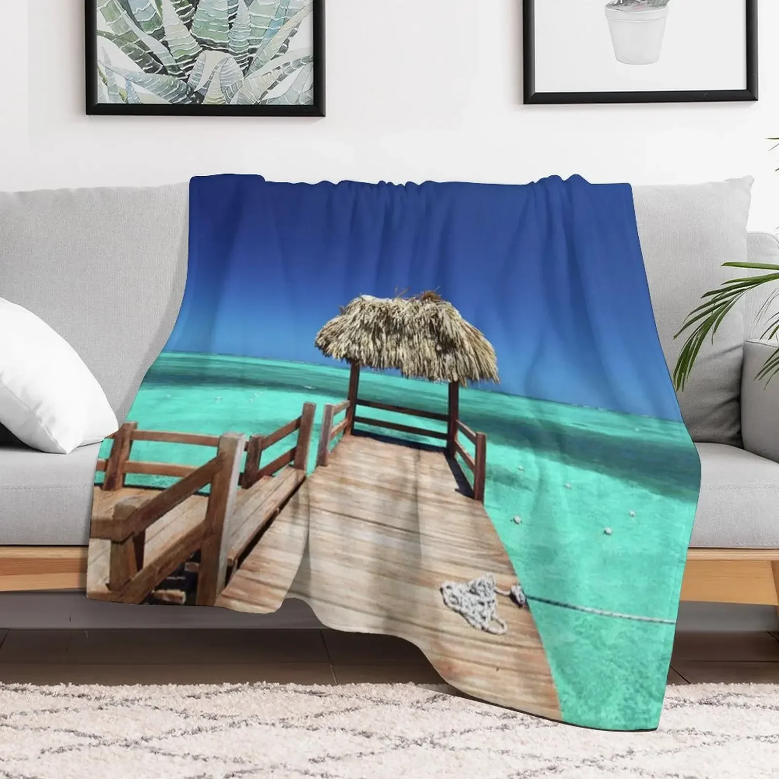 

A small pier with a hut Throw Blanket Softest Luxury Designer For Baby Blankets