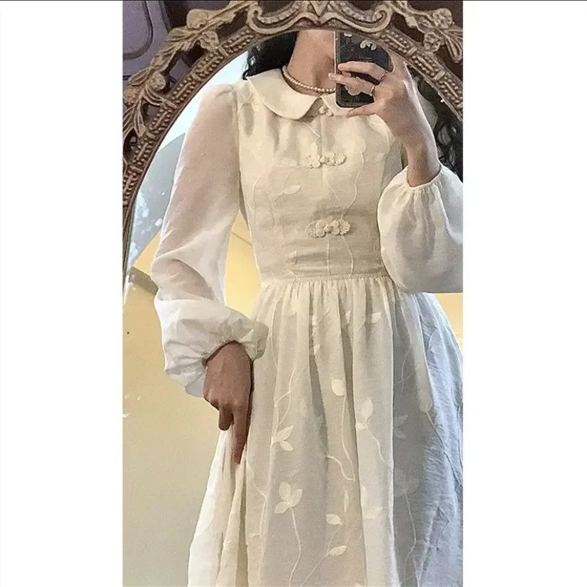 Vestido retrô com pescoço feminino, Saia de cintura, Moda, 2023