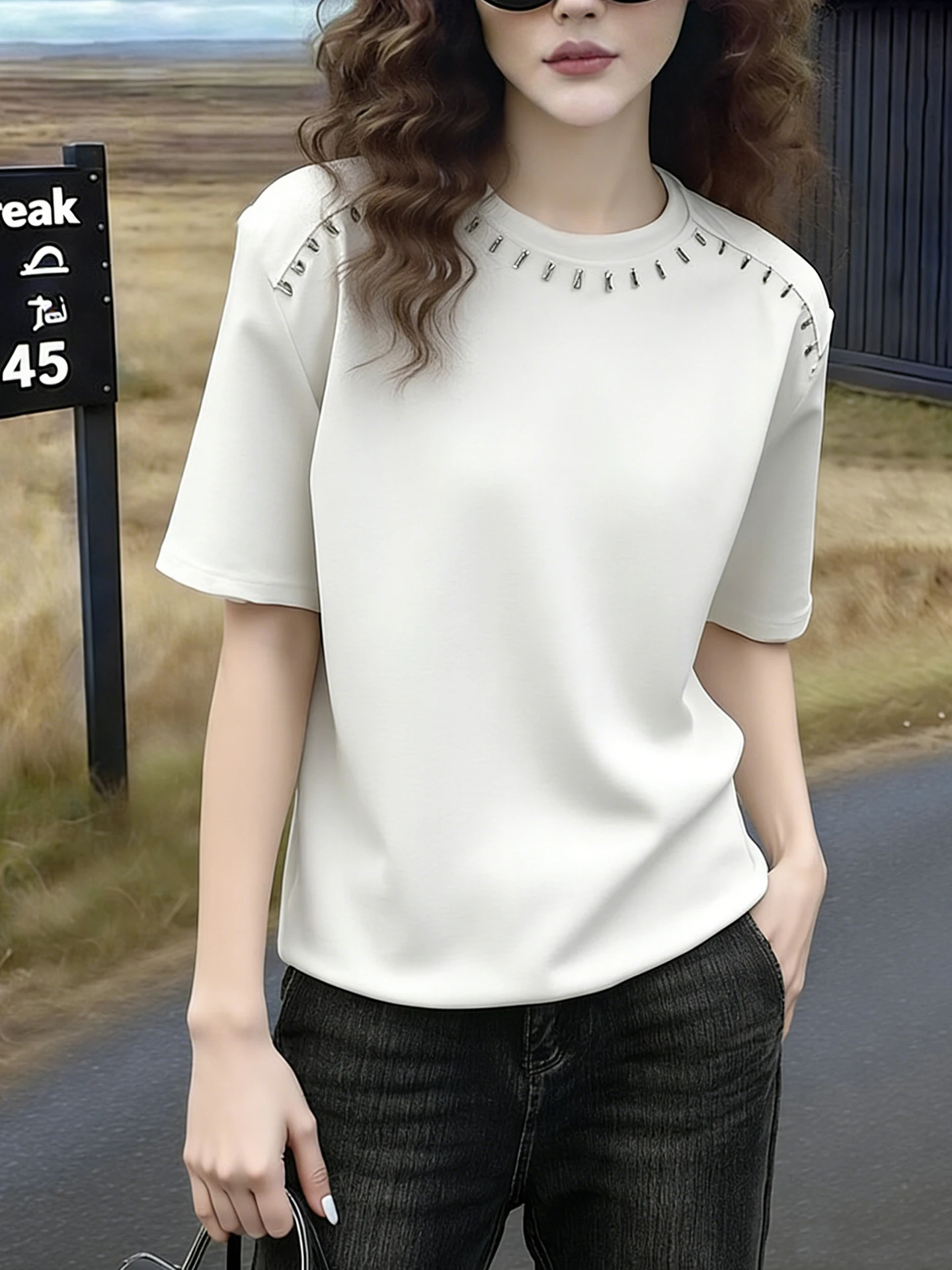 

Summer 2026 Fashion Commute Short Sleeve round Neck Women's T-shirt Versatile Lazy Style Top Korean Version Straight Cut