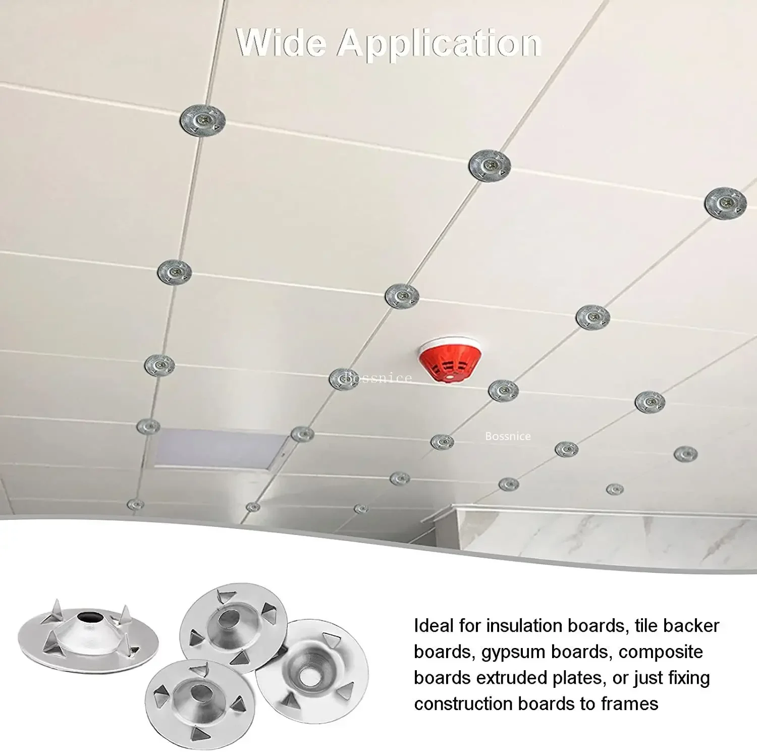 100Pcs 28mm 4-Claw Easy Fix Washers Nail Gaskets for Gypsum Board Extruded Plate Insulation Thermoboard Fixed Backer Boards