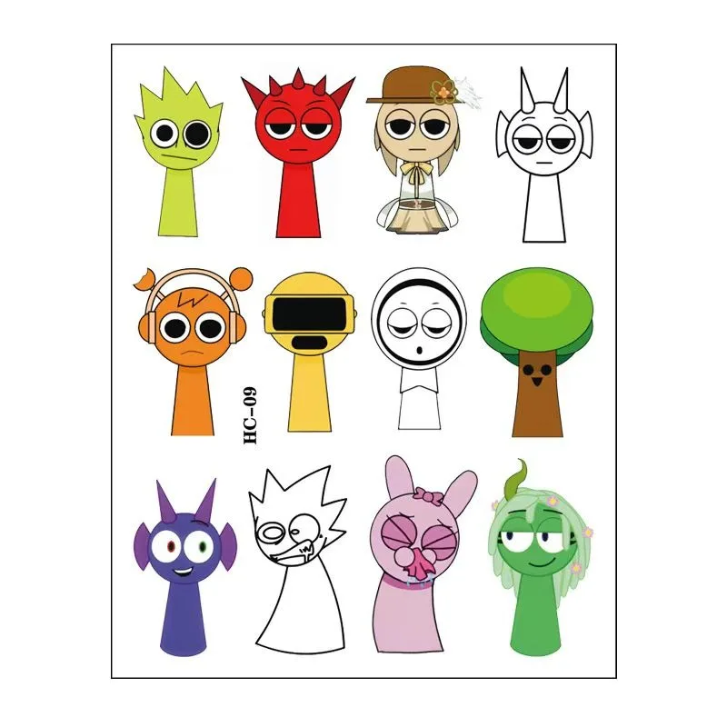Sprunki Sticker Kind Tijdelijke Tates Waterdicht Verjaardagsfeestje Anime Sticker Cool Cosplay Decoratie Meisjes Jongens Cadeau