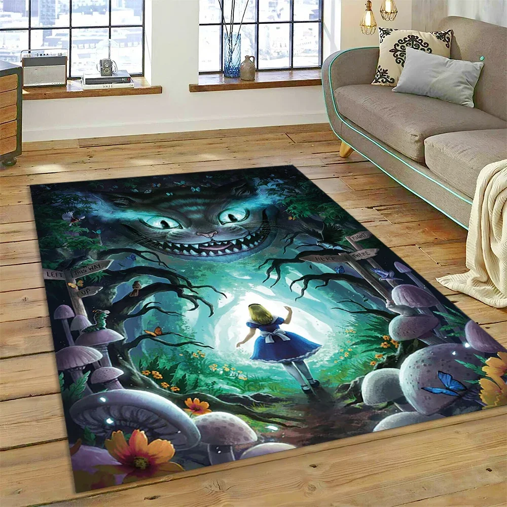 27 Style Alice in Wonderland Cartoon Cheshire Cat Carpet Rug for Bedroom Living Room Home Sofa Decoration,Large Decor Floor Mat