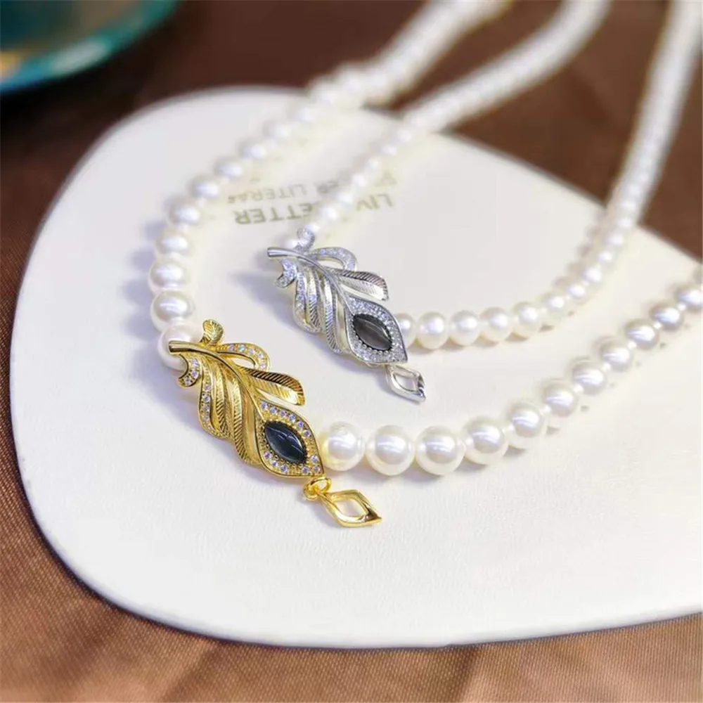 Solid S925 Sterling Silver Bracelet Clasps & Hooks DIY Handmade Pearl Necklace Connectors Material Fine Jewelry Accessories K008