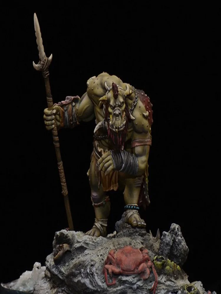 1/24 75mm The Fisher orc warrior  75mm with Spear    toy Resin Model Miniature resin figure Unassembly Unpainted