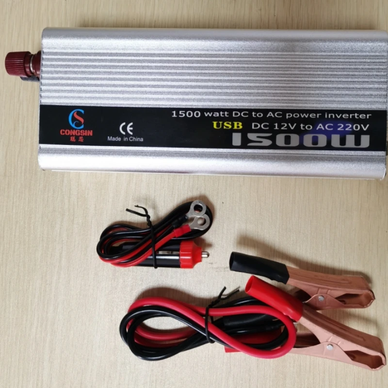 1500W vehicle inverter power supply 12V/24V to 220V power converter with USB charging port