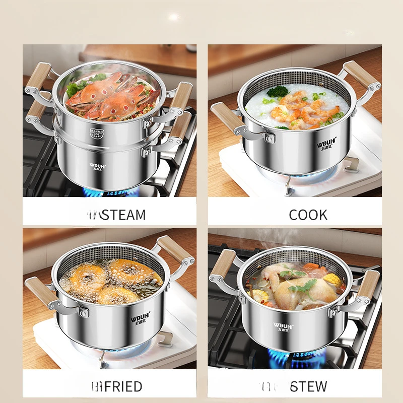 316 Stainless Steel Soup Pot Honeycomb Non-stick Pot with lid Household Hot Pot Induction Cooker Gas Stove Universal Frying Pan