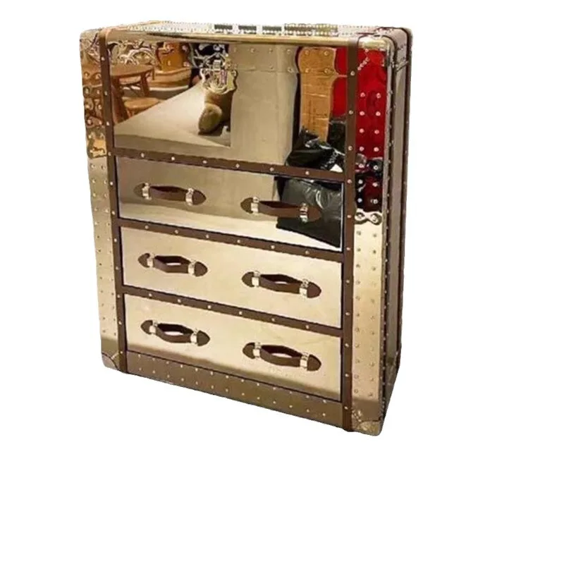 

Bucket cabinet gold bright stainless steel mirror locker three pumping side cabinet against the wall storage cabinet