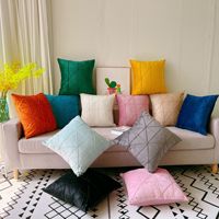 pack of 2 soft square pillowcases, decorated with beige grids. Soft pillowcase cushion covers suitable for home decoration