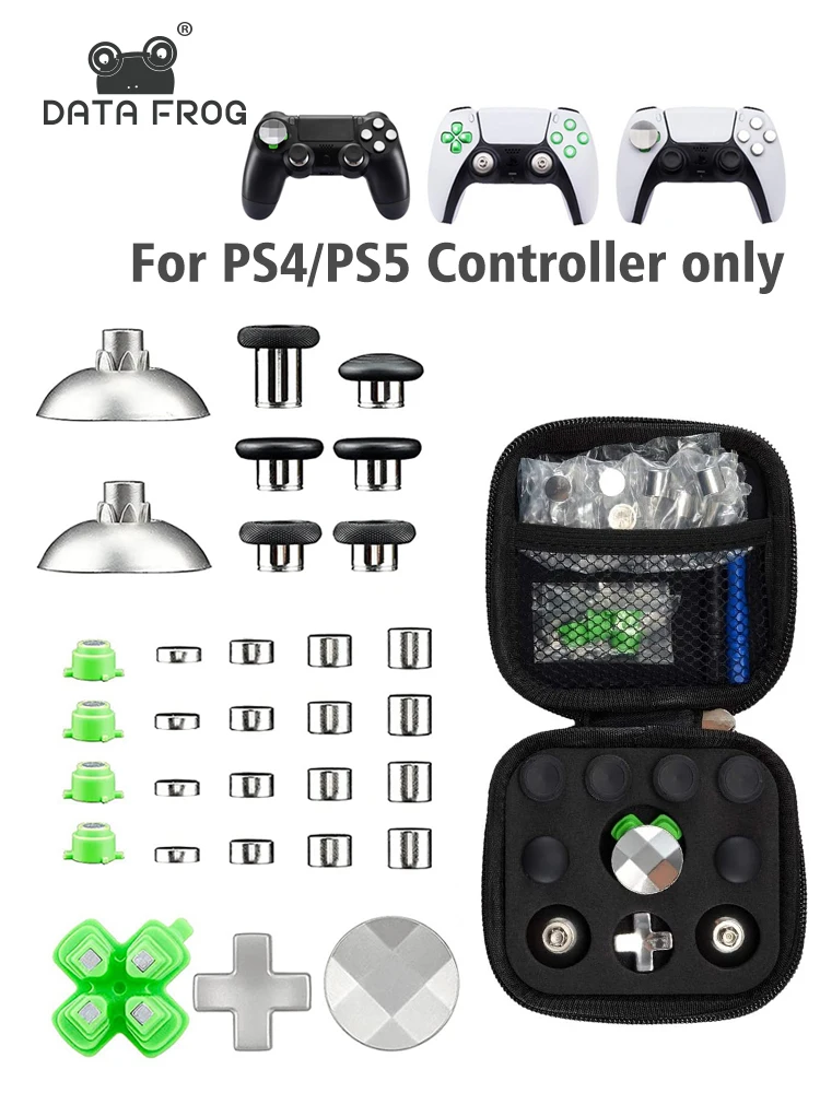 DATA FROG Metal Replacement Kits for PS5 Controller Adjustable Height D-Pads Magnetic Bullet Buttons for PS4 Gamepad Accessories