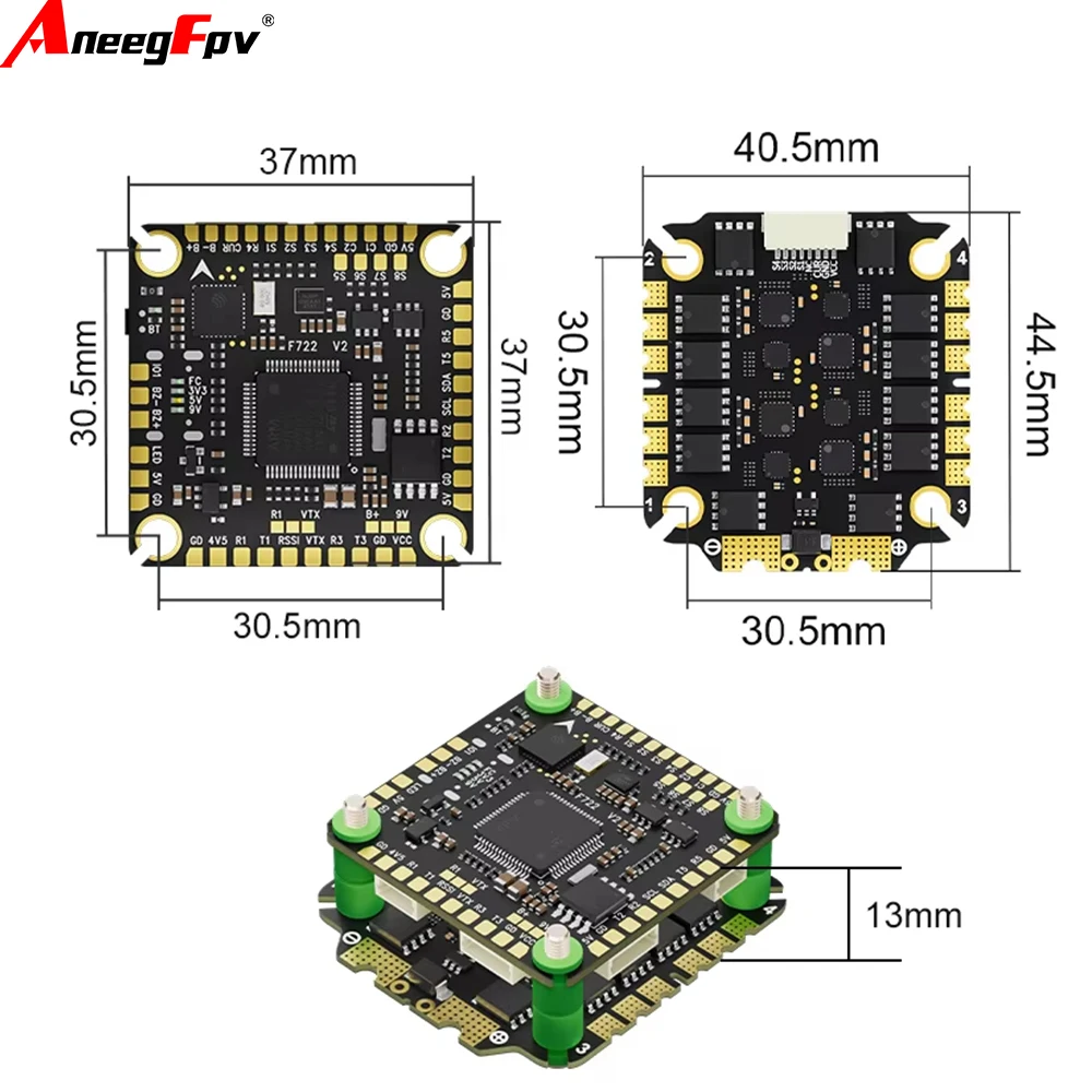 

Aocoda-RC F775S F765S V2 Stack F722 V2 3075S 65A / 3065S / 75A 4in1ESC 30x30mm 3-6S per FPV Freestyle Drone
