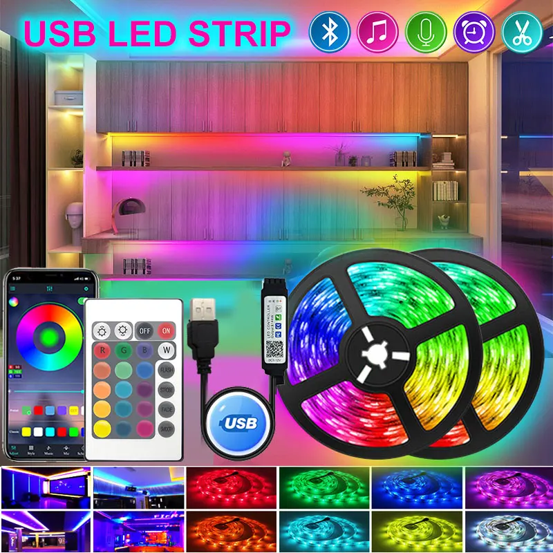 

Led Ribbon 10M Usb Led Strip For Tv Backlight 5V Led Lights For Room Decor Colorful 5050 Smart Rgb Tape Bluetooth App Bar Lamp